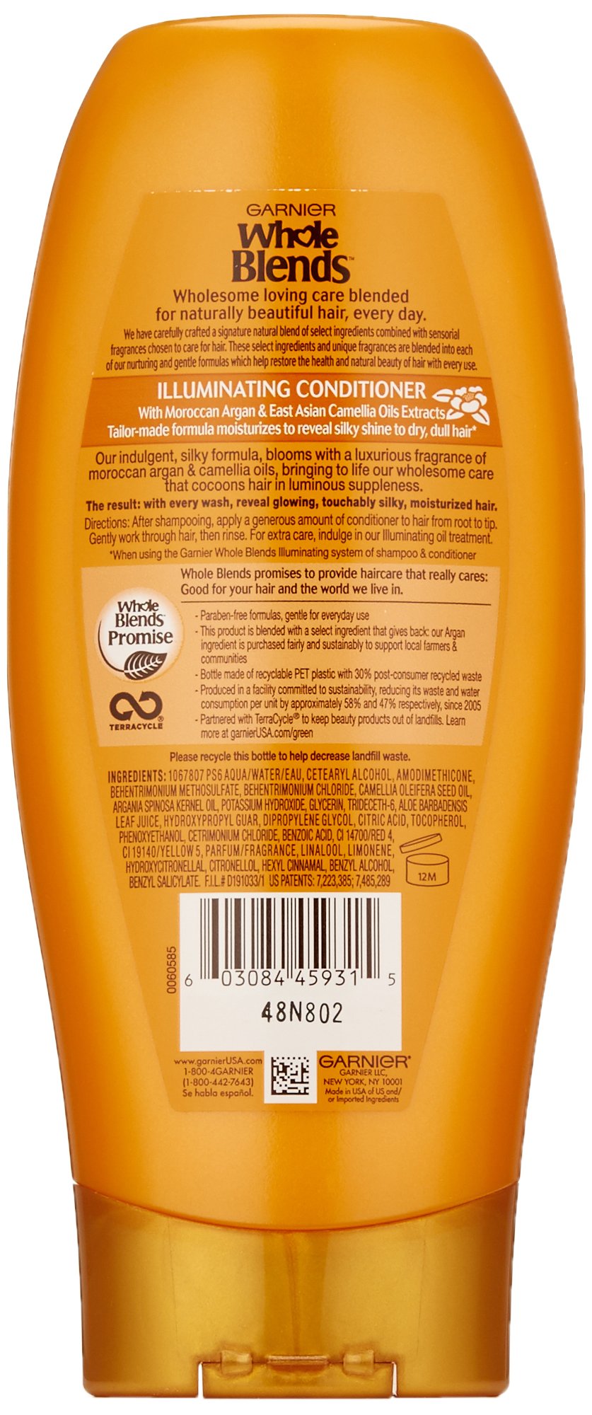 Whole Blends Illuminating Conditioner Moroccan Argan And Camellia Oils Extracts For Dull Hair , 12.5 Fl Oz, Pack Of 1