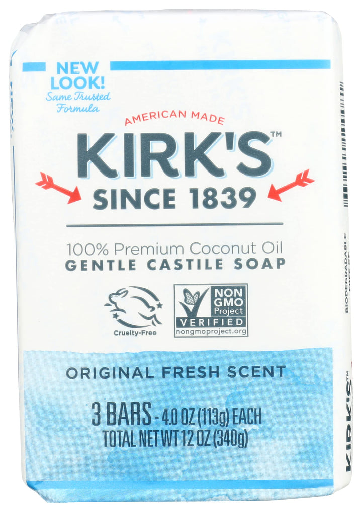 Kirk&#39;s Natural Castile Soap Original - 4 oz Each, 3 ct