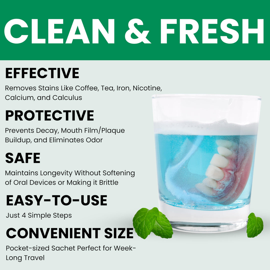 ProTech Denture Cleaner | 180 Cleanings (22 Pack/6 Month Supply) | For Clear Aligners, Dentures, Retainers, Mouth Guards &amp; Night Guards - Cleaning Crystals, Mint