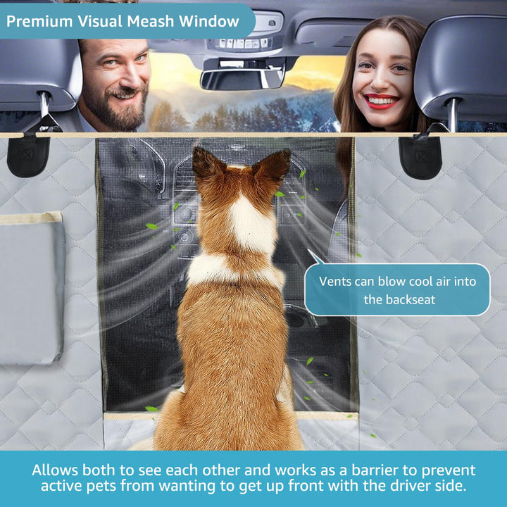 Dog Car Seat Covers for Back Seat, Waterproof Dog Car Hammock with Mesh Window Durable Scratch Proof Nonslip Pet Carseat Covers Universal Fit Protector for Cars, Trucks &amp; SUVs