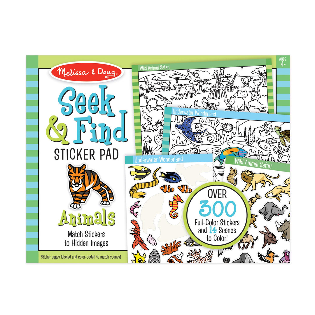 Melissa &amp; Doug Seek and Find Sticker Pad, Animals (300+ Stickers, 14 Scenes to Color) - FSC Certified