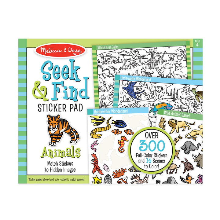 Melissa &amp; Doug Seek and Find Sticker Pad, Animals (300+ Stickers, 14 Scenes to Color) - FSC Certified