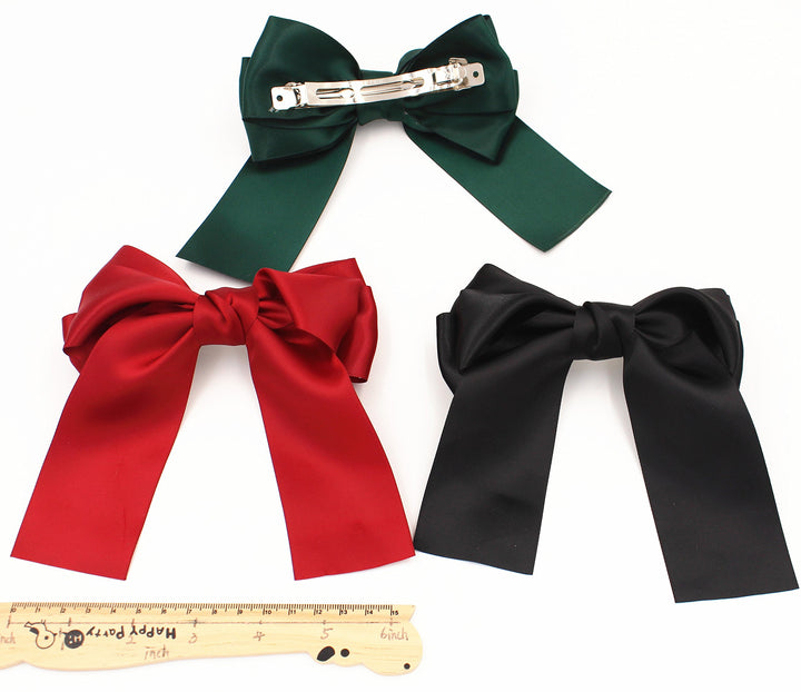 6 Pcs Large Big Huge 8.3 Soft Silky Hair Bow Clip Lolita Party Oversize Handmade Girl French Barrette Style Hair Clips