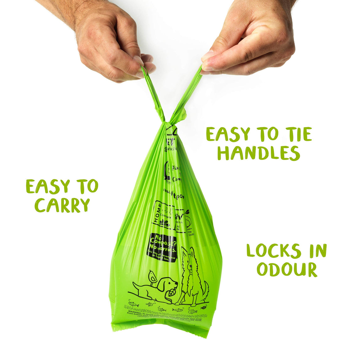 Home Compostable Dog Poop Bags Extra-long with Handles 120 Un-Scented Pet Waste Bags Plastic Free, Thick Leakproof Plant-Based Doggy Bag, Cats &amp; Dogs Pet Supplies