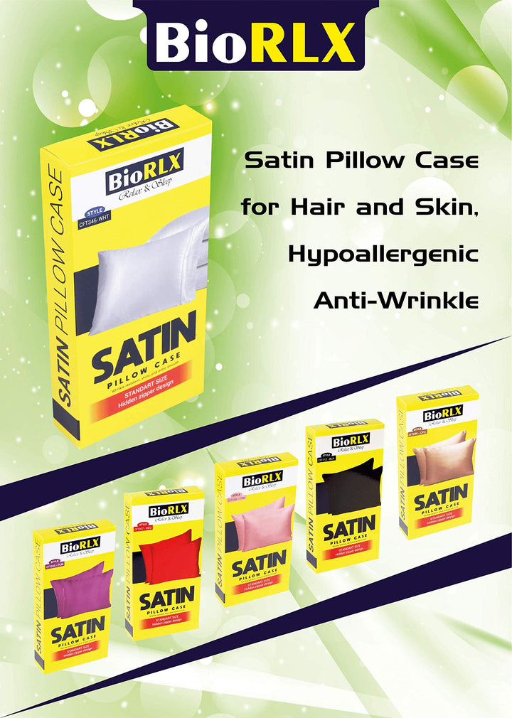 Satin Pillow Case for Hair &amp; Facial Skin to Prevent Wrinkles Hidden Zipper 1 Piece Black