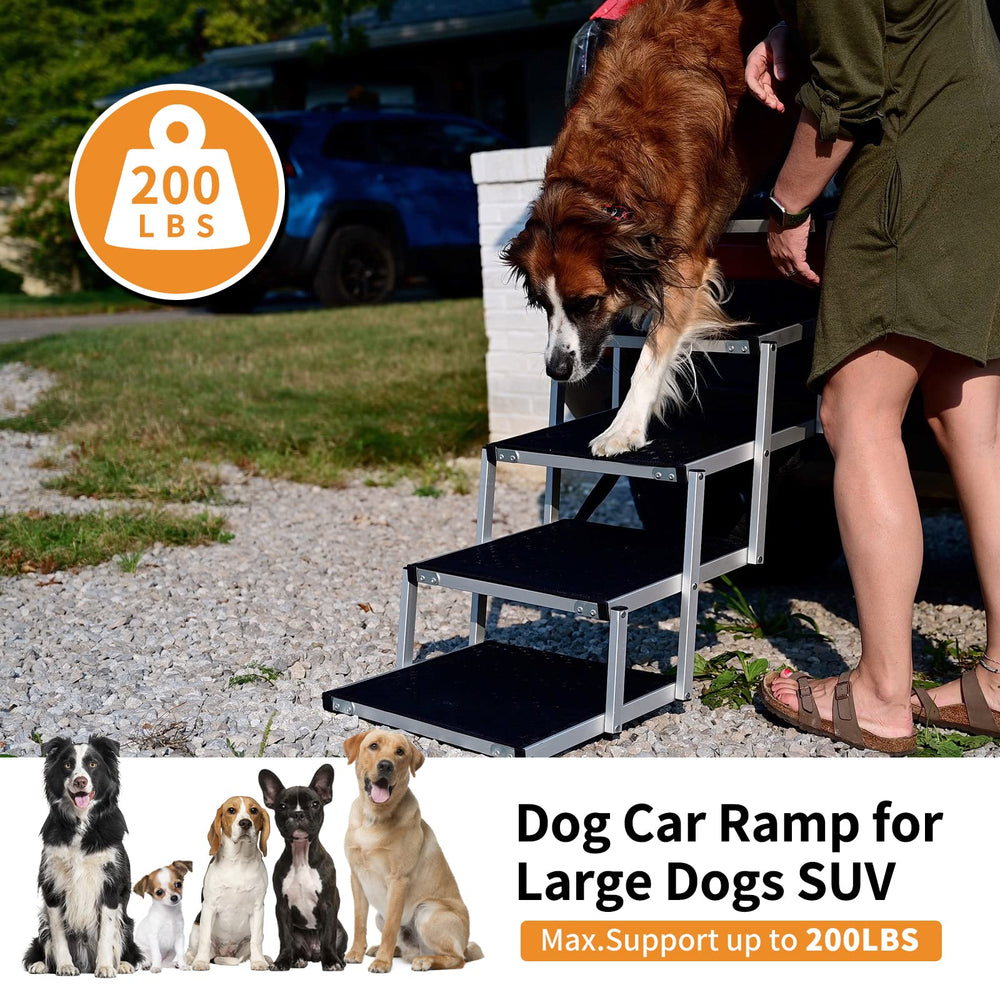 Portable Folding Car Ramp With Increased Nonslip Surface, Support up to 200lbs, Lightweight Pet Stairs Help Your Senior Large Dog Easy Get In & Out of SUV,Truck