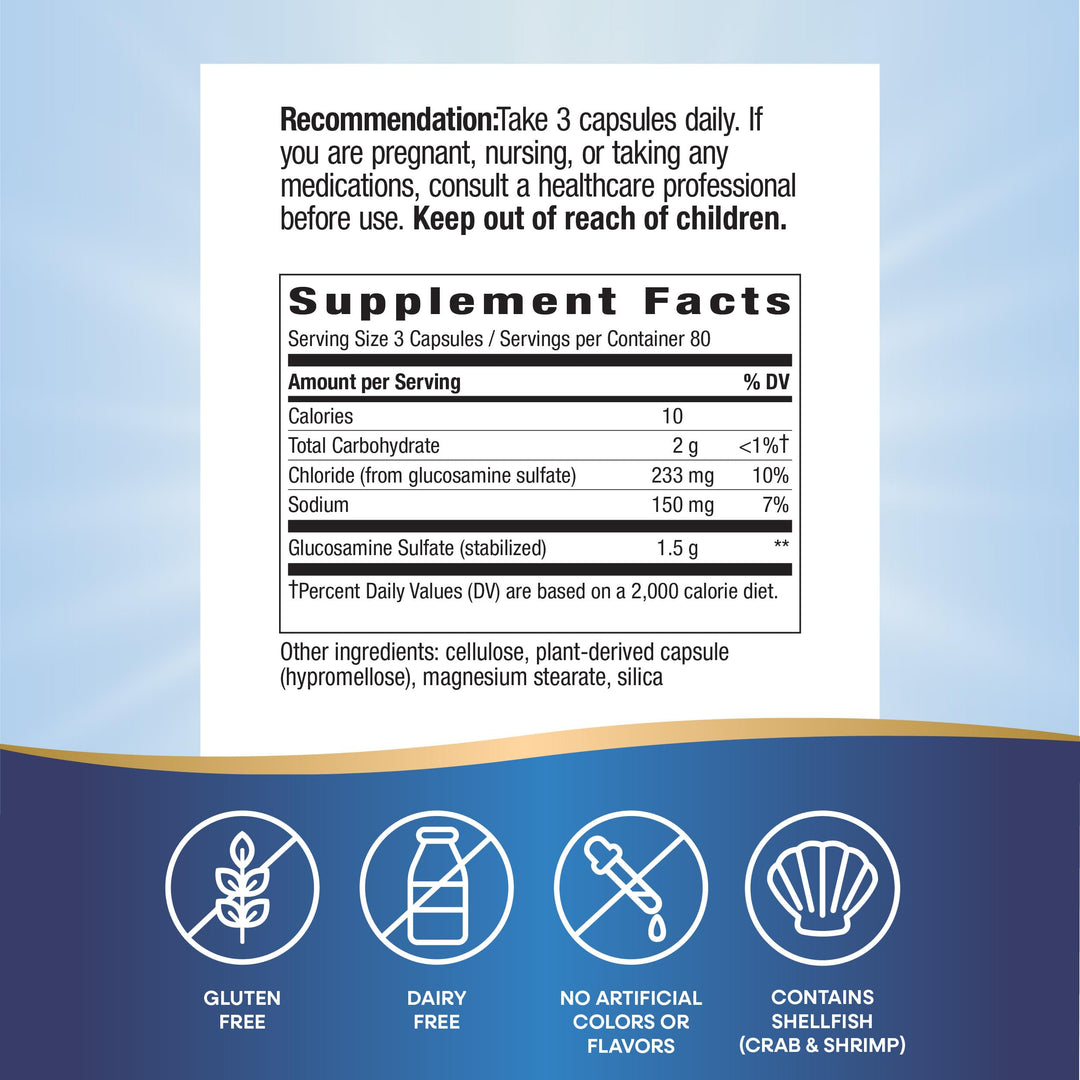 Nature&#39;s Way GS-500 Glucosamine Sulfate, Joint Health Support Supplement*, 240 Capsules