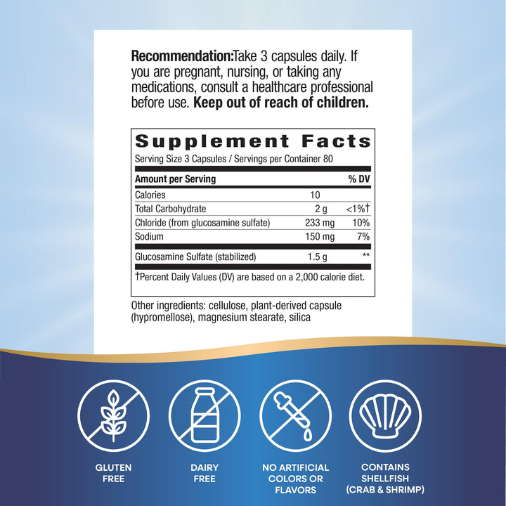 Nature&#39;s Way GS-500 Glucosamine Sulfate, Joint Health Support Supplement*, 240 Capsules