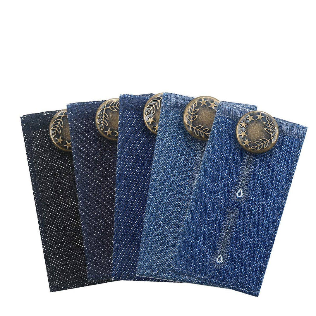 Waistband Extenders by Johnson &amp; Smith | Button Extender for Pants | Denim Material | Pack of 5 Shades | Premium Metal Buttons | 2 Button Holes | Button Extender for Jeans