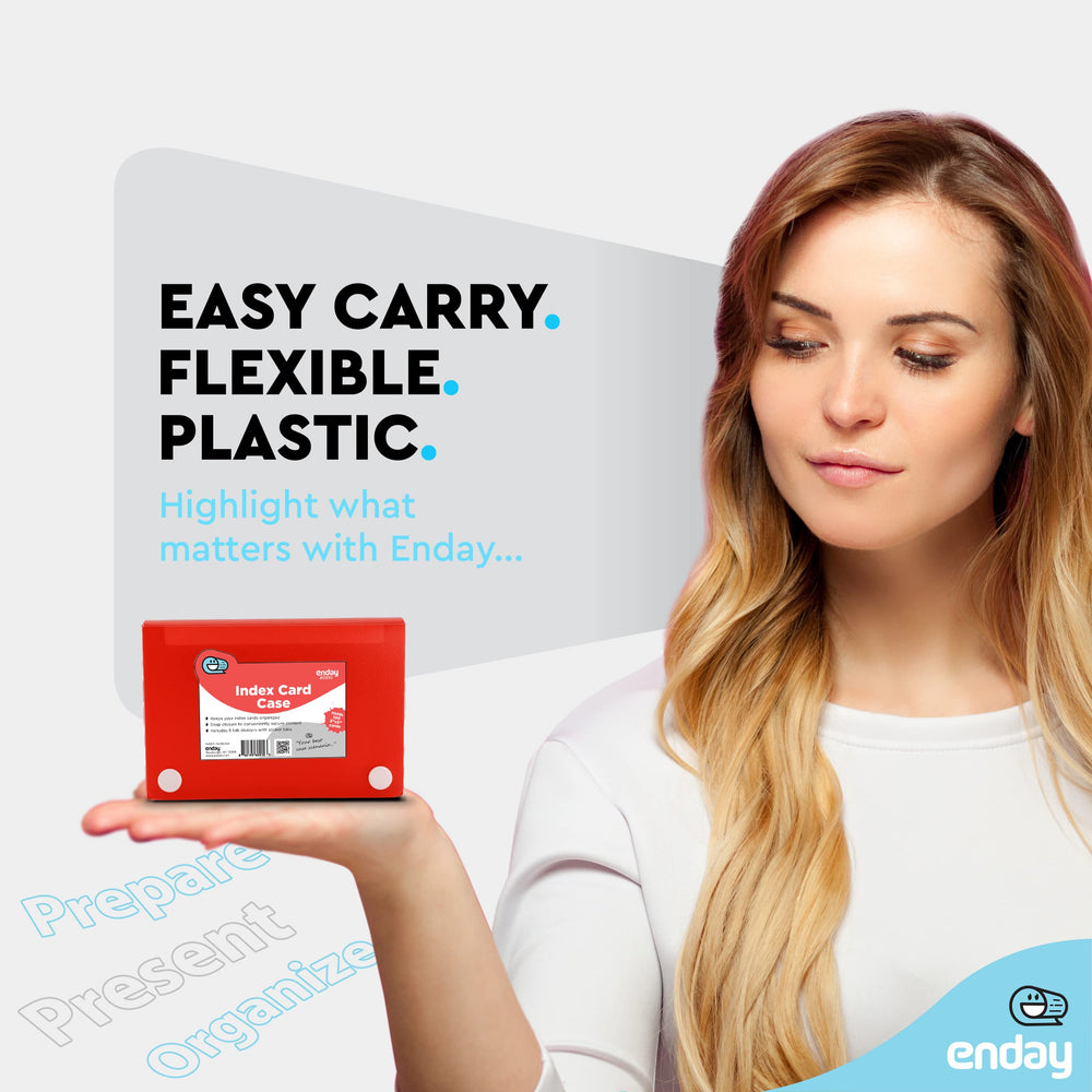 Index Card Holder Red, 3x5 Note Flash Card Organizer Case, File Box with 5 Dividers, Notecard Box Holds 100 Cards, Also Available in Blue, Purple, Green, Pink, Grey, 1 Pack – By