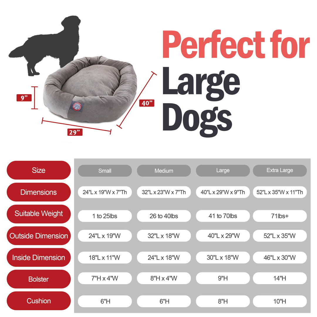 40 Inch Micro Velvet Calming Dog Bed Washable – Cozy Soft Round Dog Bed with Spine for Head Support - Fluffy Donut Dog Bed 40x29x9 (inch) – Round Pet Bed Large - Vintage