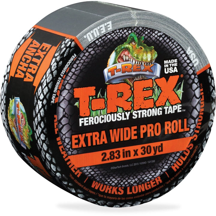 T-REX Ferociously Strong Tape, Duct Tape with UV Resistant &amp; Waterproof Backing for Wood Brick Concrete and More, 30 yd x 2.83, Gunmetal Gray, 1-Roll (241358)