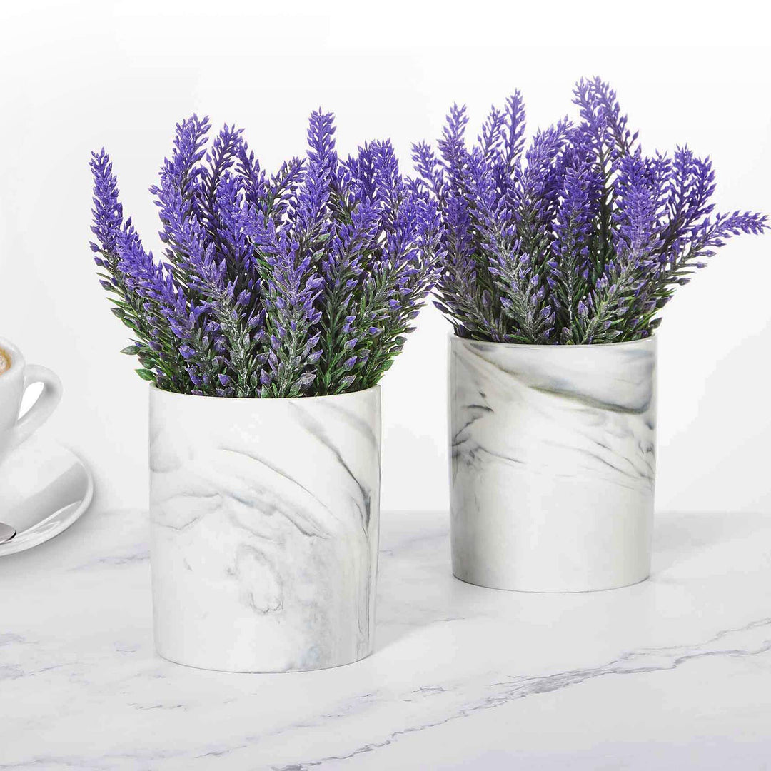 Artificial Flower Potted Lavender Purple Fake Flowers Faux Lavenders in Pots for Home Decor Party Wedding Garden Office Patio Decoration