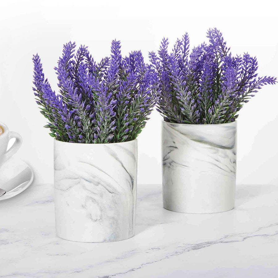 Artificial Flower Potted Lavender Purple Fake Flowers Faux Lavenders in Pots for Home Decor Party Wedding Garden Office Patio Decoration