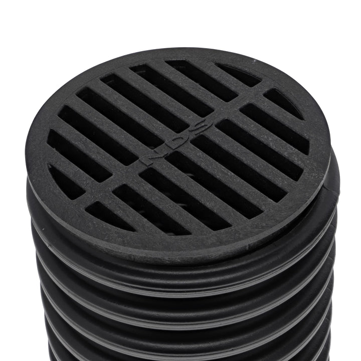 11, 4 in. Round Grate Cover Connects to 4 Inch Drain Pipes &amp; Fittings, for Small Lawns, Landscaping and Patios, Black Plastic