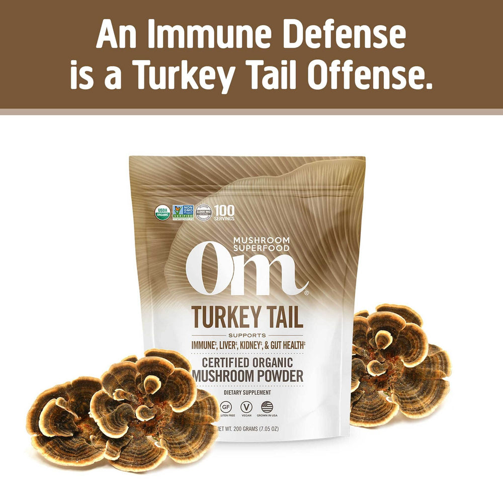 Turkey Tail Organic Mushroom Powder Pouch, 7.05 Ounce, 100 Servings, Immune Support, Polysacchrides, Beta-Glucans, Gut Health & Holistic Defense Mushroom Supplement