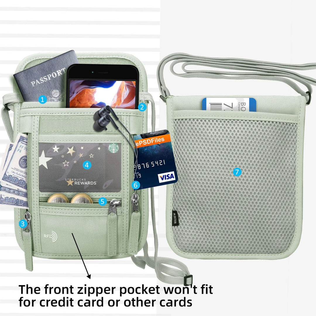 WALNEW Passport Holder Neck Pouch Travel Wallet for Wom