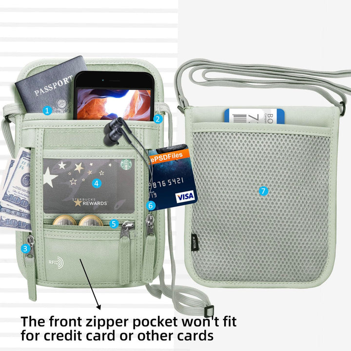 WALNEW Passport Holder Neck Pouch Travel Wallet for Wom