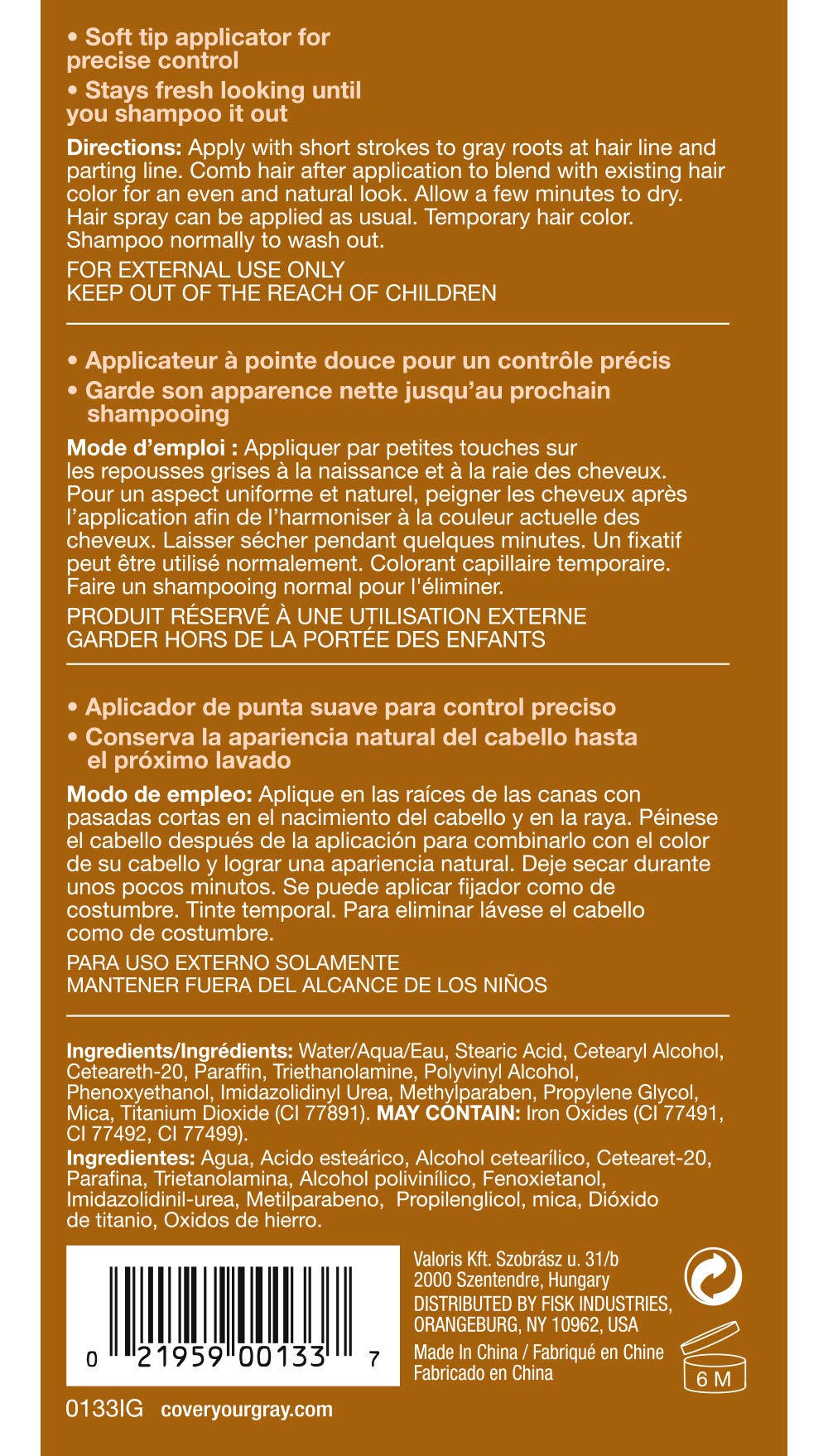 Irene Gari Cover Your Grey for Women Root Touch Up Hair Coloring Products Medium Brown/0.25 oz AD