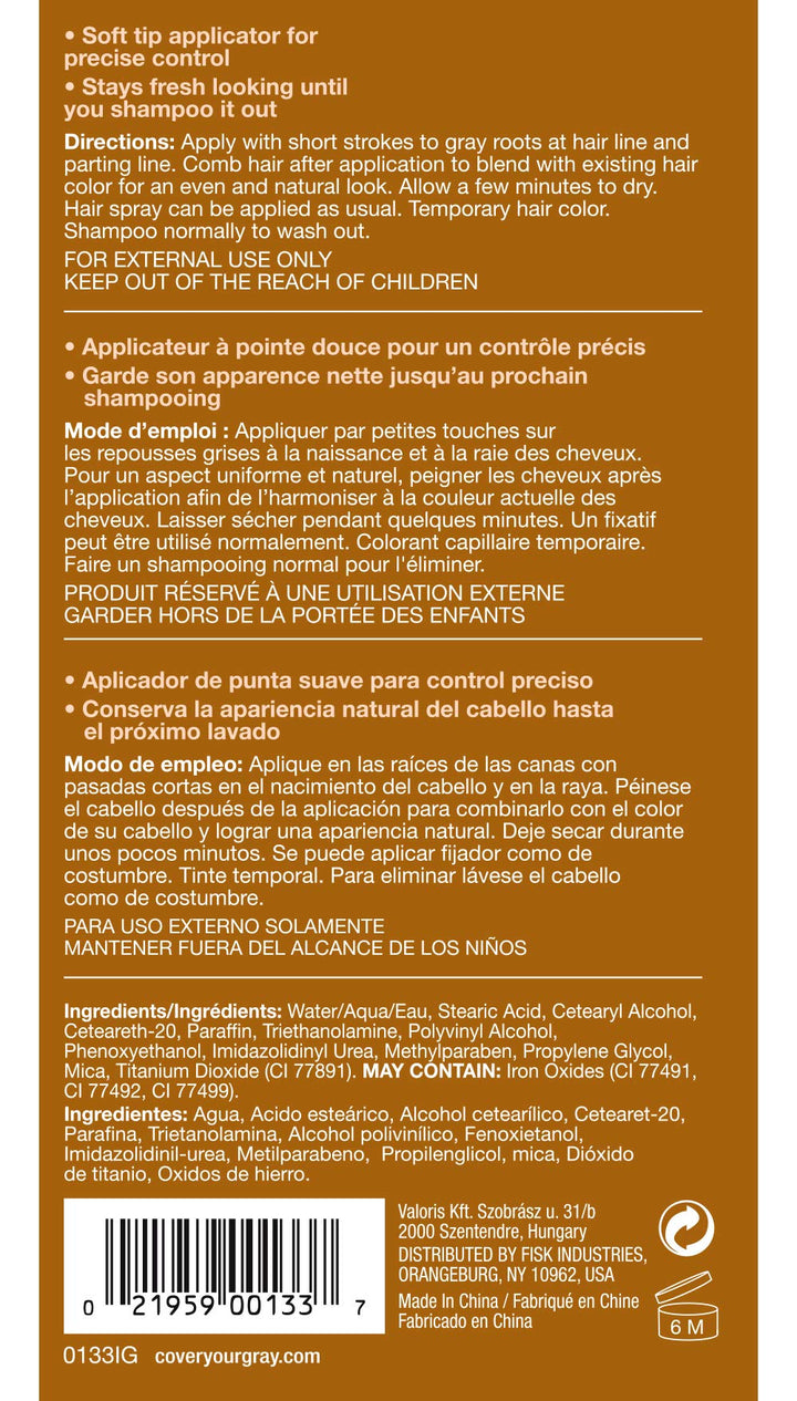 Irene Gari Cover Your Grey for Women Root Touch Up Hair Coloring Products Medium Brown/0.25 oz AD