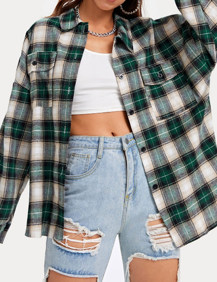 Lumister Womens&#39; Spring Oversized Flannel Plaid