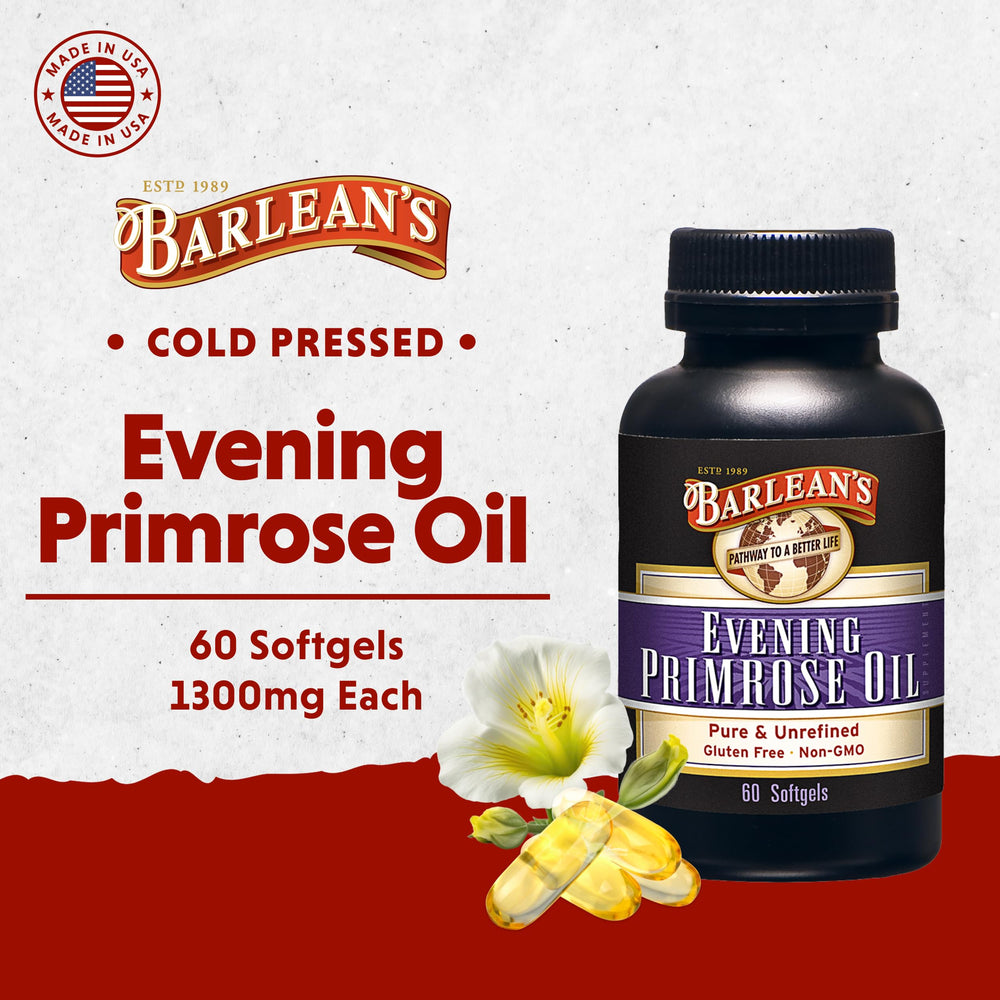Evening Primrose Oil Softgels with Gamma-Linolenic Acid (GLA) - Non-GMO, Gluten-Free - 60-Softgels