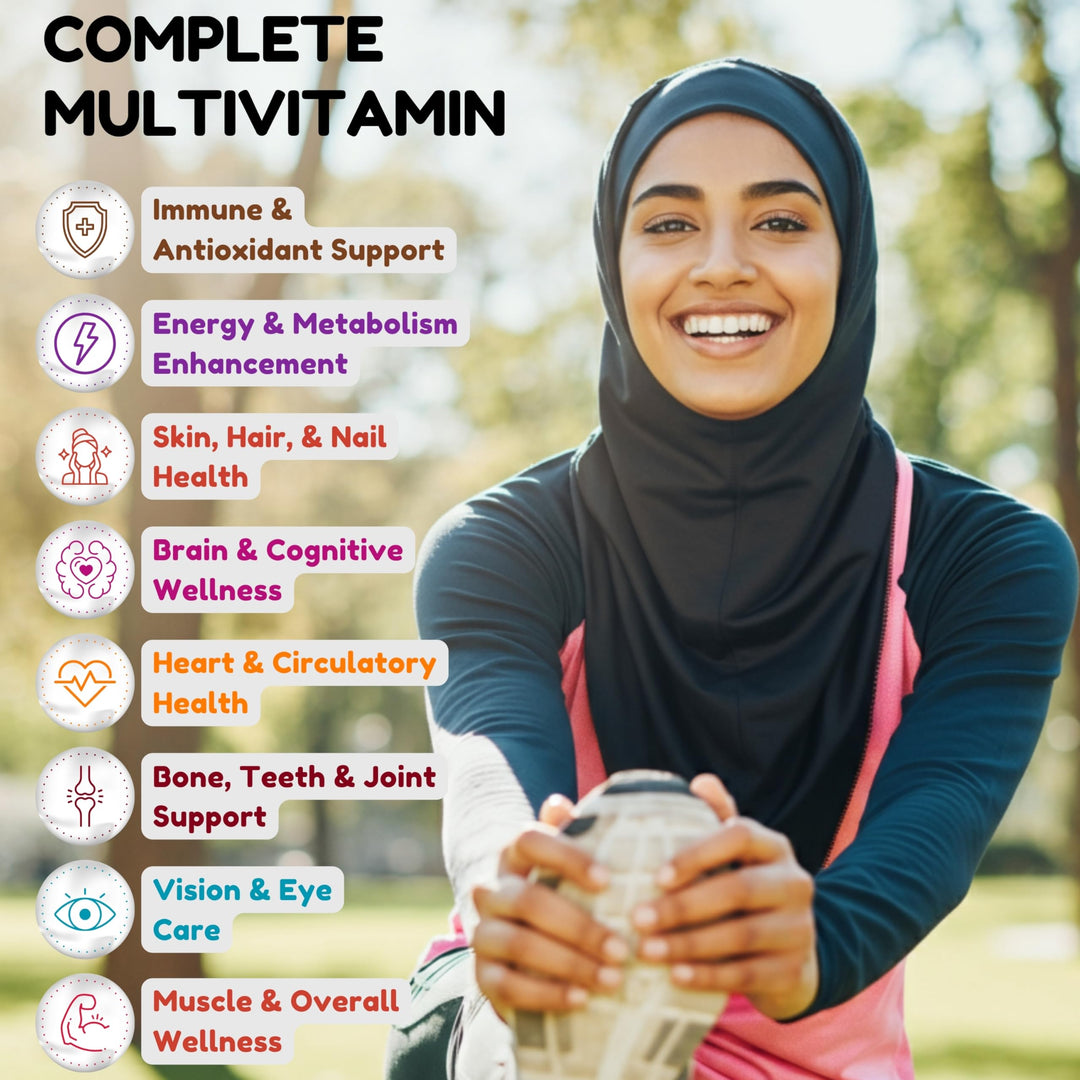SHIFAA NUTRITION Halal Vitamins, Multivitamin for Women & Men – Comprehensive Support for Heart, Brain, Eye & Immune Health – Gluten, Dairy & Egg Free Mens Vitamins Multivitamin (45 Day Supply)