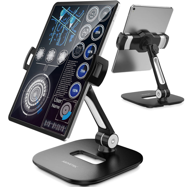 AboveTEK Aluminum iPad Stand, Foldable 360 Swivel Table