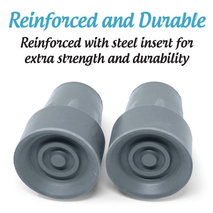 Steel-Reinforced 7/8 Crutch Tips - 1 Pair (Gray)
