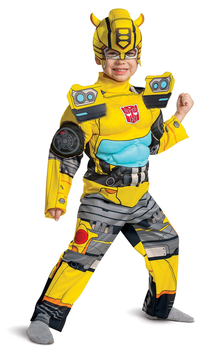 Bumblebee Costume, Toddlers Muscle Transformer Costumes for Boys, Padded Character Jumpsuit, Toddler Size Small (2T) Yellow (104909S)