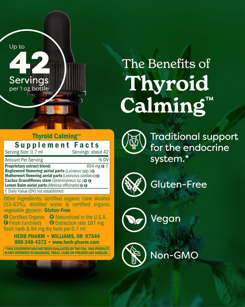 Herb Pharm Thyroid Calming Liquid Herbal Formula for En