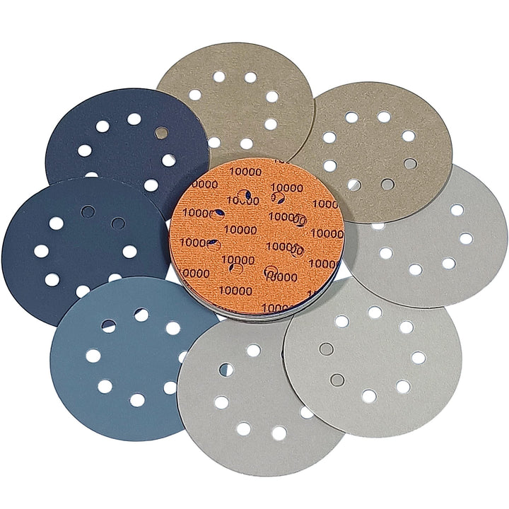 #400-#10000 24 PCS 5 Inch 8 Hole Sanding Discs 400/1000/2000/3000/4000/5000/7000/10000 Grit Compatible for Random Orbital Sander Sanding Grinder (24 PCS 5 inch 8Hole #400-#10000)