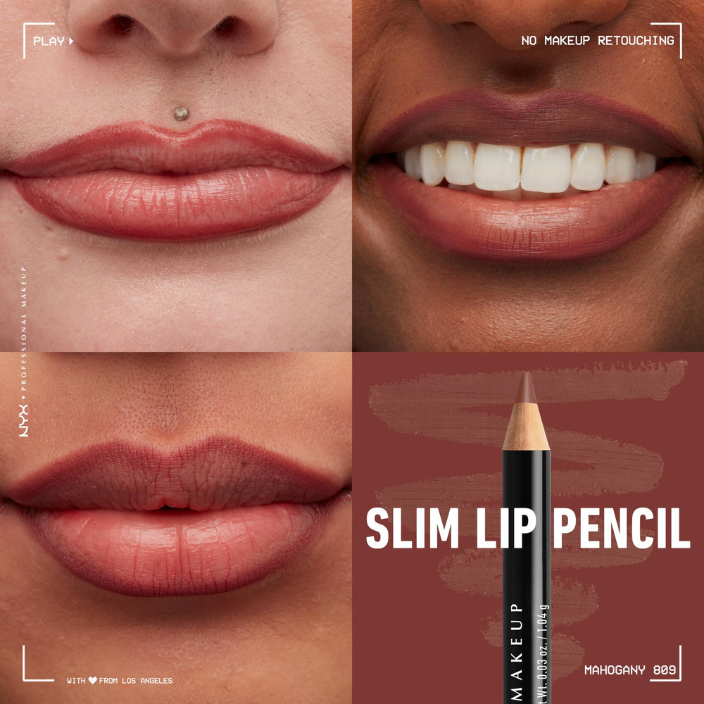 Slim Lip Pencil, Long-Lasting Creamy Lip Liner - Mahogany
