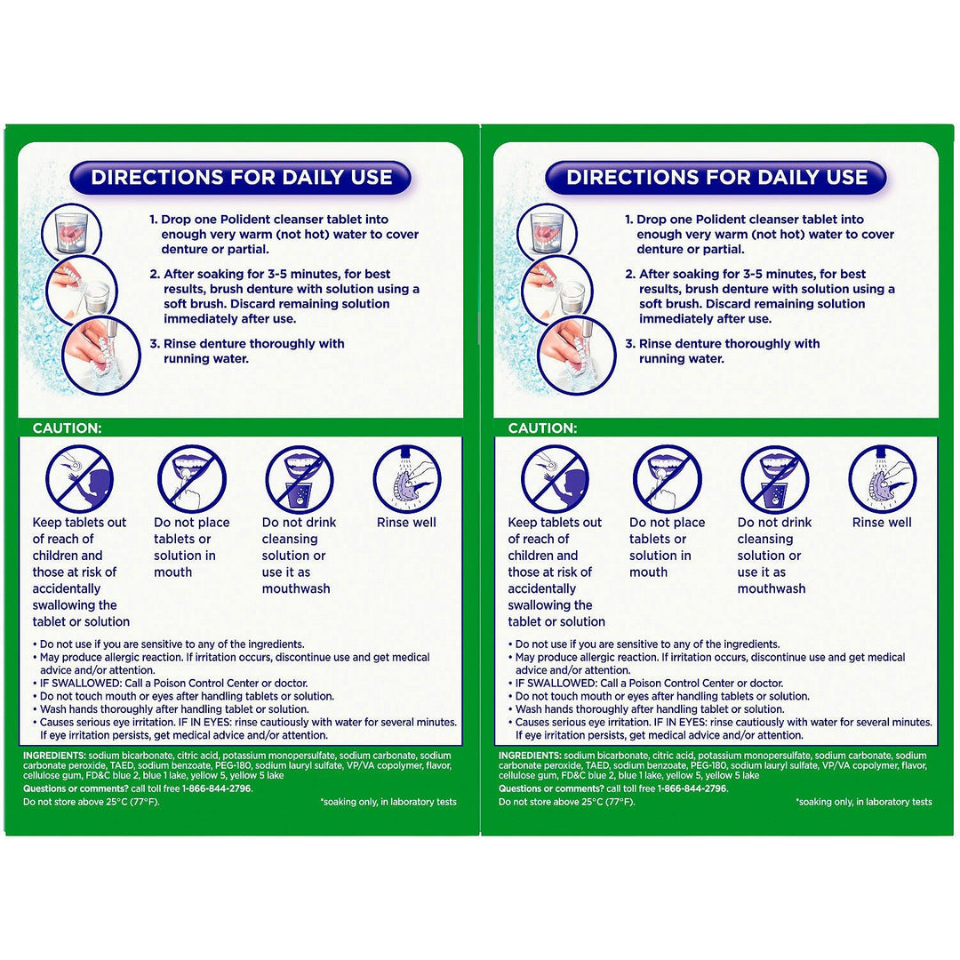 Polident 3 Minute, Antibacterial Denture Cleanser 120 e
