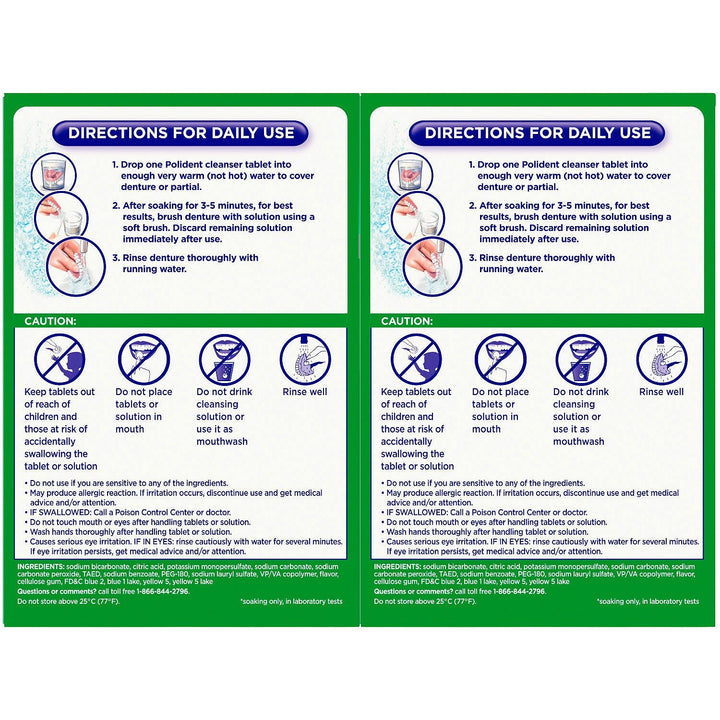 Polident 3 Minute, Antibacterial Denture Cleanser 120 e