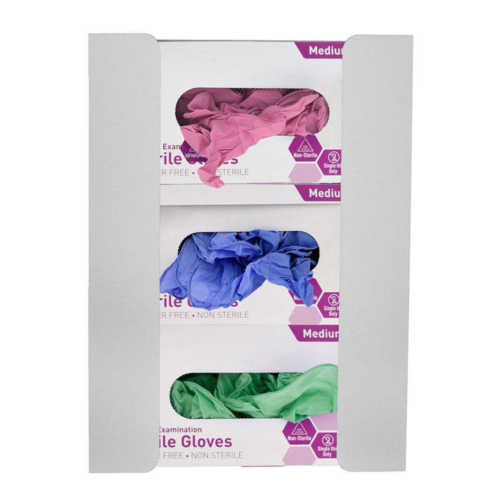 Stainless Steel, Triple Glove Dispenser Wall Mount, Organize and Protect Your Gloves