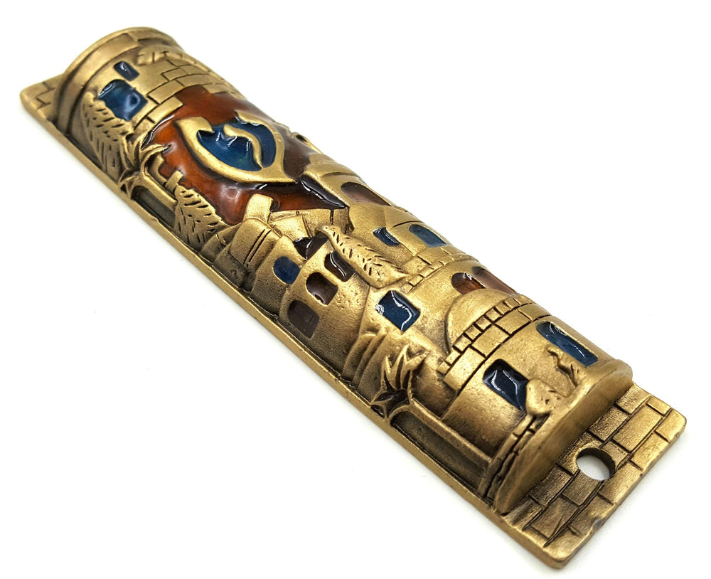 TALISMAN4U Gold Enamel Jewish MEZUZAH CASE with Scroll 