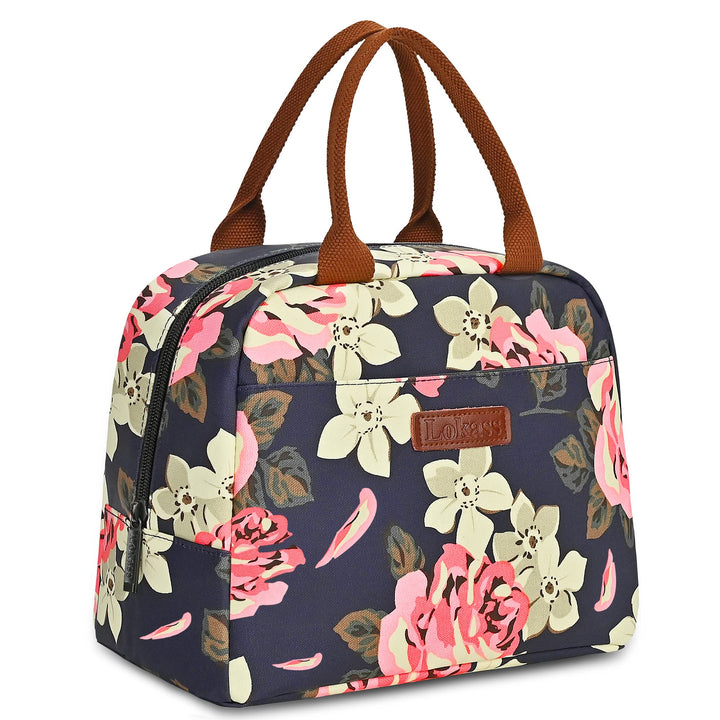 Lunch Bag Women Insulated Lunch Box Water-resistant Lunch Tote Thermal Lunch Cooler Soft Liner Lunch Bags for Lady Adults Work/Picnic/Beach/Fishing (Peony)