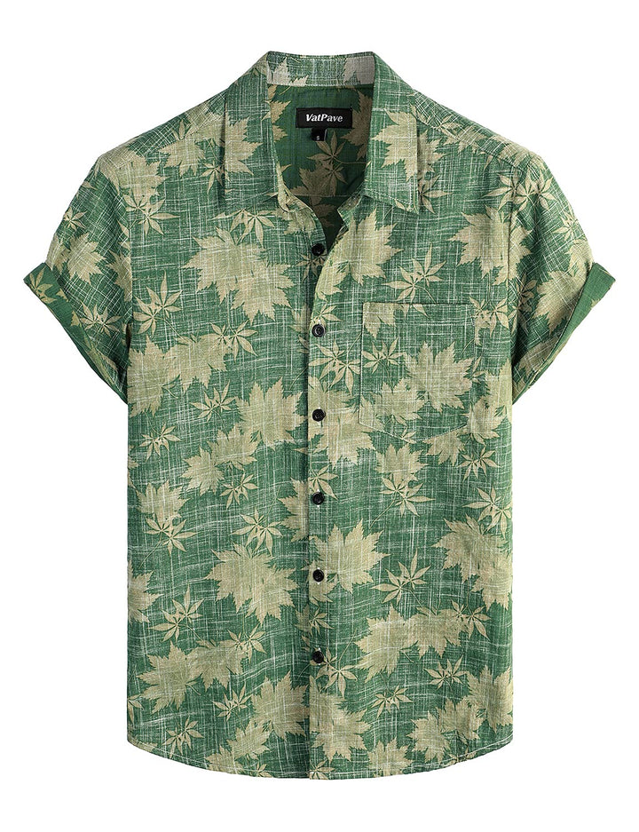 VATPAVE Mens Front Pocket Hawaiian Shirts Casual Floral