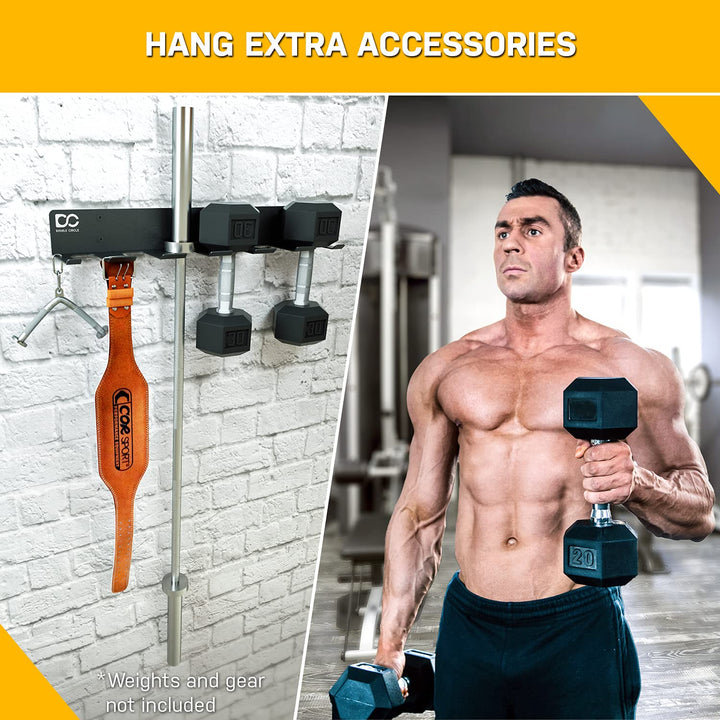 Dumbbells Rack Home Gym Storage (Rack Only), 6-Slot Free Weight Holder, Heavy-Duty Wall-Mounted Steel Stand for Strength Training Equipment, 2 Carabiners and Mounting Hardware