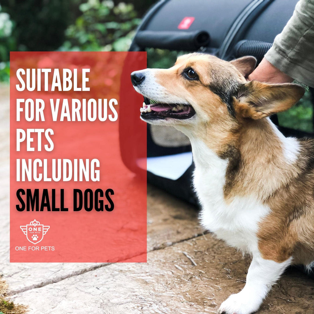 Portable 2-in-1 Double Pet Kennel/Shelter, Fabric, Black/Royal Blue 20x20x39 - Car Seat-Belt Fixture Included (Black)