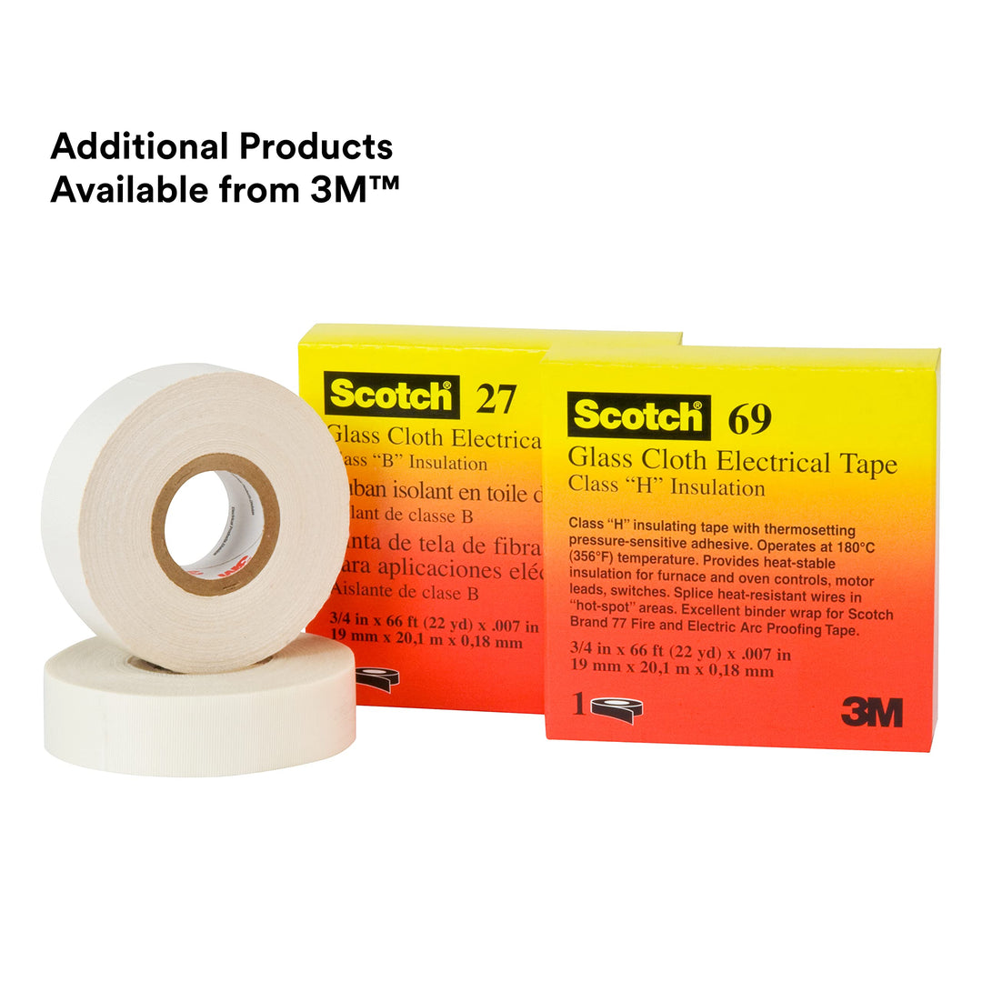 3M 27-1/2X66 Glass Cloth Electrical Tape 27, 1/2 in X 66 FT, White