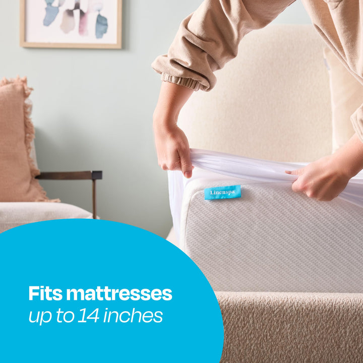 LINENSPA Premium Mattress Protector - White - Twin Size