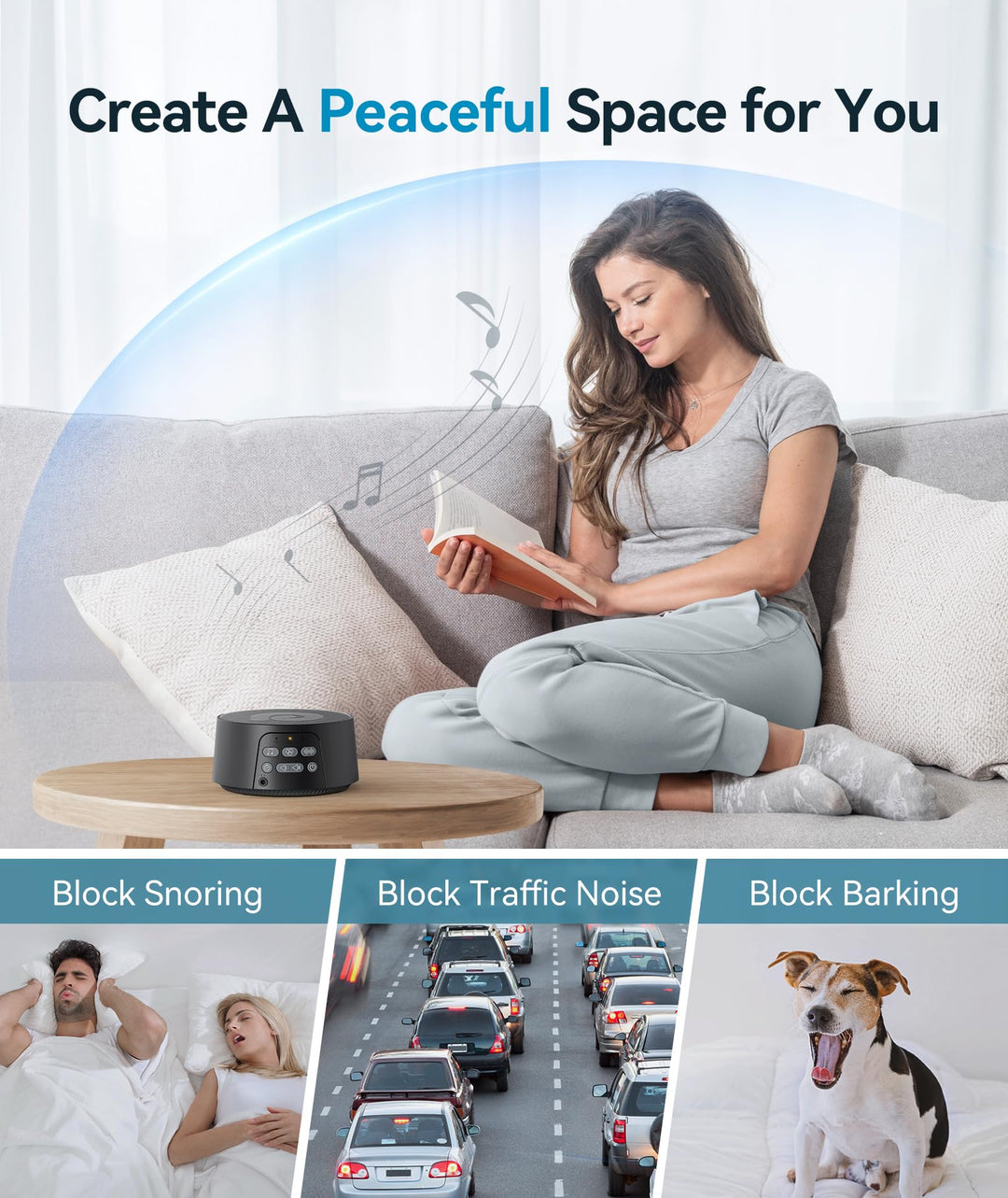 Dreamegg White Noise Sound Machine - D3 Pro Sound Machine for Adults, Rechargeable Sound Machine for Sleeping, 29 Sounds, Battery/Adapter, Auto-Off Timer, Portable Sound Machine for Baby Home Travel