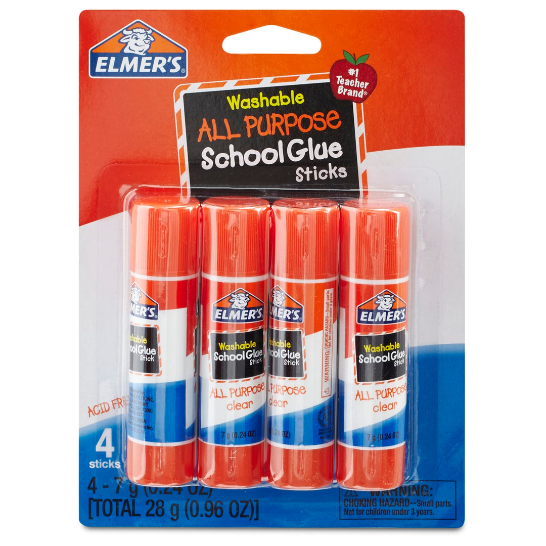 Elmer&#39;s All Purpose School Glue Sticks, Clear, Washable, 4 Pack, 0.24-ounce sticks
