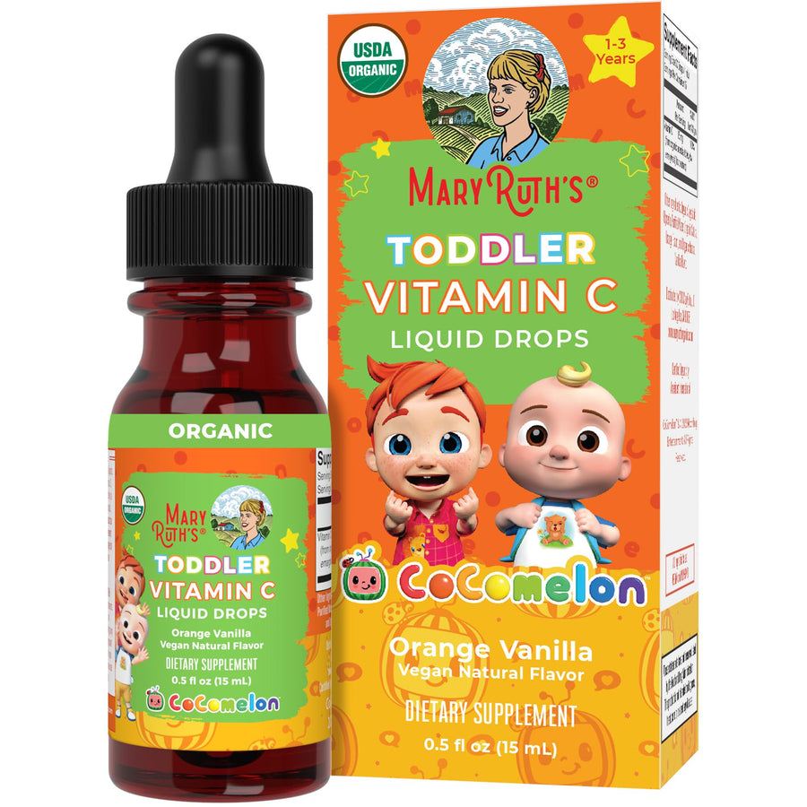 Toddler Vitamin C Drops | USDA Organic Vitamin C Liquid Drops for Toddler | Ages 1-3 Years | Vitamin for Immune Support & Overall Health | Vegan | Non-GMO | 30 Servings