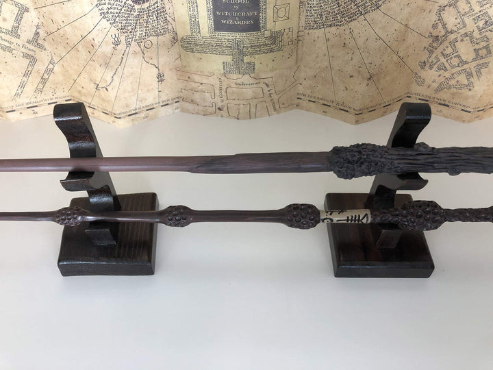 Nangopop Wizard Wand Stand Display - 2 Tiered Wood Magic Wand Holder for Table Display, Holds Two Wands