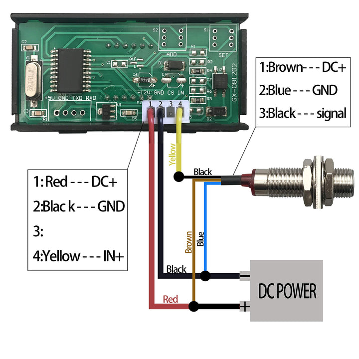 DIGITEN 4 Digital LED Tachometer RPM Speed Meter+Hall P