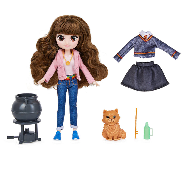Harry Potter, 8-inch Brilliant Hermione Granger Doll Gift Set with 5 Accessories and 2 Outfits, Kids Toys for Ages 6 and up