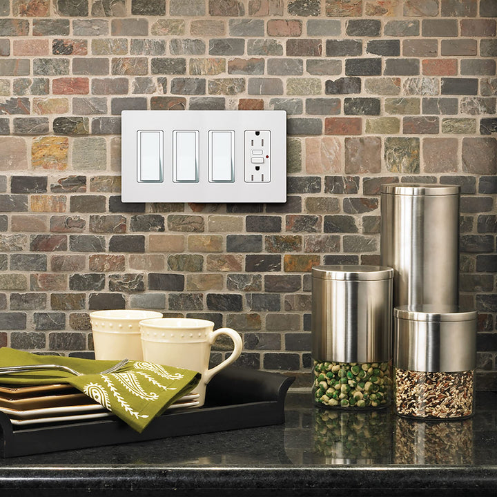 CW-4-WH 4-Gang Claro Wall Plate, White